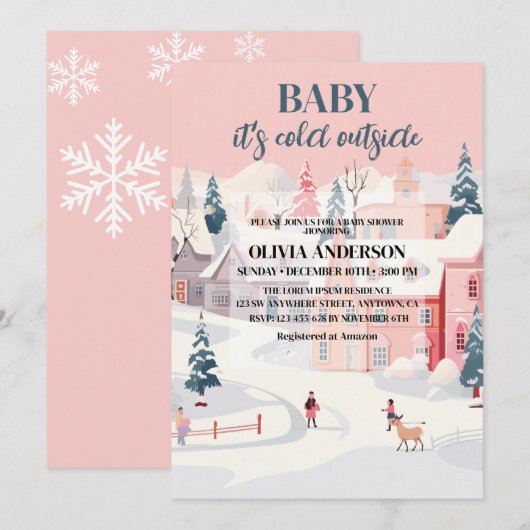 Baby is koud buiten meisje winter baby shower kaart (Voorkant / Achterkant)