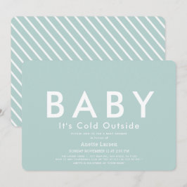 Baby is koud buiten minimalistisch blauw Baby show Kaart