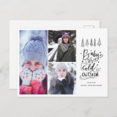 Baby is koud buiten moderne scriptfoto feestdagenkaart (Voorkant / Achterkant)