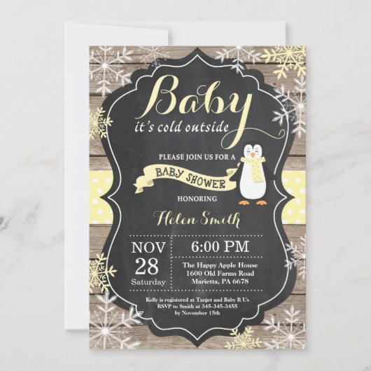 Baby is Koud Buiten pinguïn Baby shower Kaart (Voorkant)