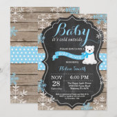 Baby is Koud Buiten Polar Beer Boy Baby shower Kaart (Voorkant / Achterkant)