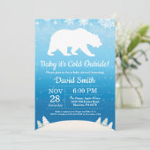 Baby is Koud Buiten Polar Beer Boy Baby shower Kaart (Staand voorkant)