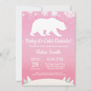 Baby is Koud Buiten Polar Beer Girl Baby shower Kaart