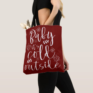Baby is koud buiten  rood en wit kerst tote bag