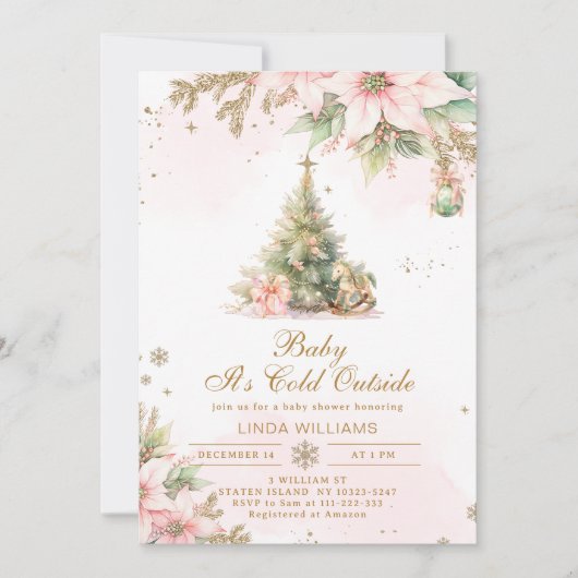 Baby is koud buiten roze baby shower kaart (Voorkant)