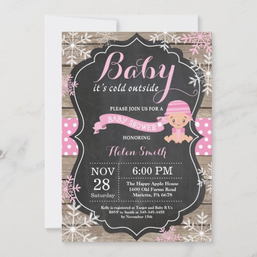 Baby is Koud Buiten Roze Baby shower Kaart (Voorkant)