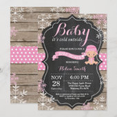 Baby is Koud Buiten Roze Baby shower Kaart (Voorkant / Achterkant)