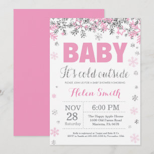 Baby is Koud Buiten Roze Silver Girl Baby shower Kaart