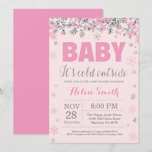 Baby is Koud Buiten Roze Silver Girl Baby shower Kaart