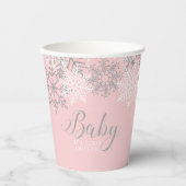Baby is Koud Buiten Roze Snowflakes Baby shower Papieren Bekers (Voorkant)