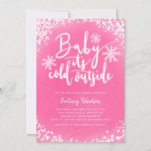 Baby is koud buiten roze winter Baby shower Kaart (Voorkant)