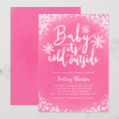 Baby is koud buiten roze winter Baby shower Kaart (Voorkant / Achterkant)