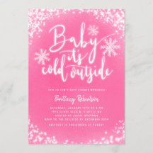 Baby is koud buiten roze winter Baby shower