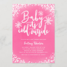 Baby is koud buiten roze winter Baby shower Kaart
