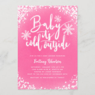 Baby is koud buiten roze winter Baby shower Kaart