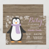 Baby is Koud Buiten Rustic Penguin Baby shower Kaart (Voorkant / Achterkant)