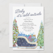 Baby is Koud Buiten  Sleigh Baby shower Kaart (Voorkant)