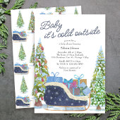 Baby is Koud Buiten  Sleigh Baby shower Kaart