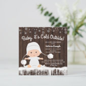 Baby is koud buiten sneeuw Baby shower uitnodiging (Staand voorkant)