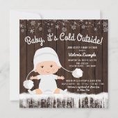 Baby is koud buiten sneeuw Baby shower uitnodiging (Voorkant)