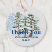 Baby is koud buiten sneeuwvlok winter bedankjes labels (Voorkant)