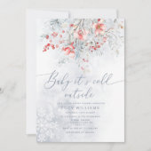 Baby is koud buiten Snow Berries baby shower Kaart (Voorkant)