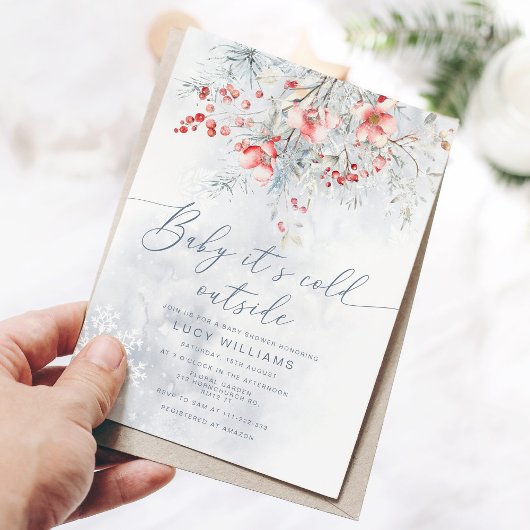 Baby is koud buiten Snow Berries baby shower Kaart