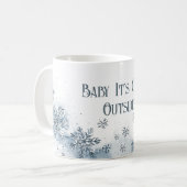 Baby is koud buiten Snowflakes Blue Koffiemok (Voorkant links)