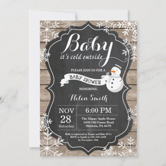 Baby is Koud Buiten Snowman Baby shower Kaart (Voorkant)