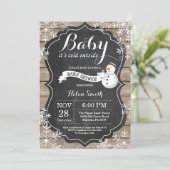 Baby is Koud Buiten Snowman Baby shower Kaart (Staand voorkant)