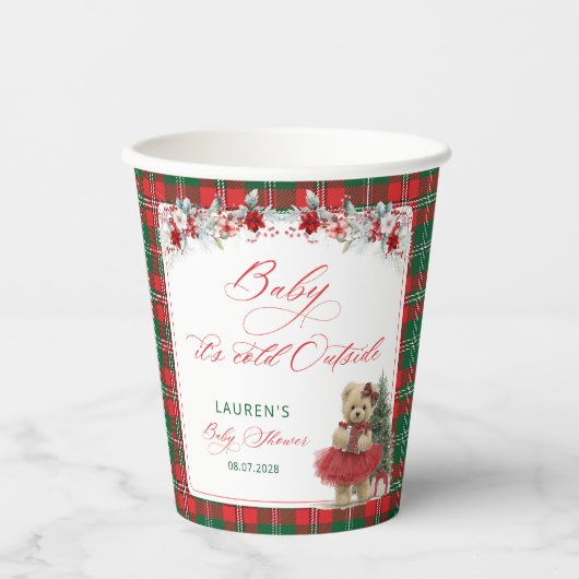 Baby is koud buiten teddybeer meisje Baby shower Papieren Bekers (Voorkant)