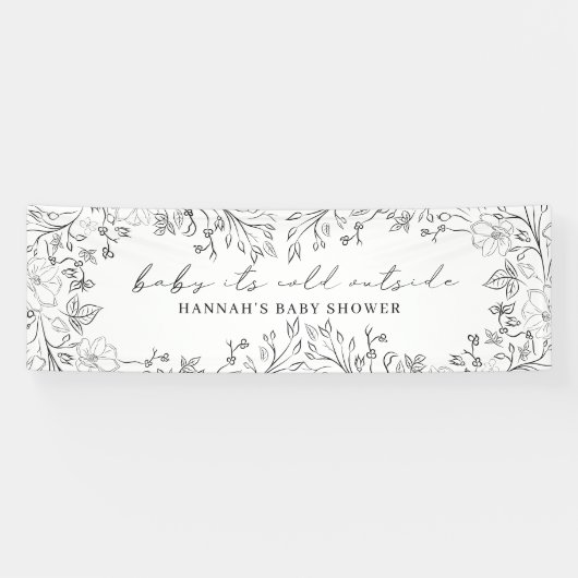 Baby is koud buiten Whimsical Floral Line Art Spandoek (Horizontaal)