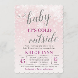Baby is koud buiten winter Baby shower roze meisje Kaart