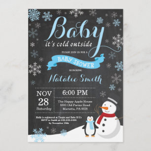 Baby is koud buiten Winter Boy Baby shower Kaart