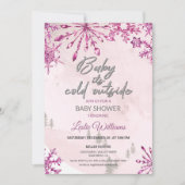 Baby is koud buiten Winter Pink Baby Girl Shower Kaart (Voorkant)