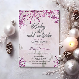 Baby is koud buiten Winter Roze Baby Meisje Shower Kaart