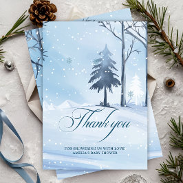 Baby is koud buiten winterse sneeuwvlok baby showe bedankkaart
