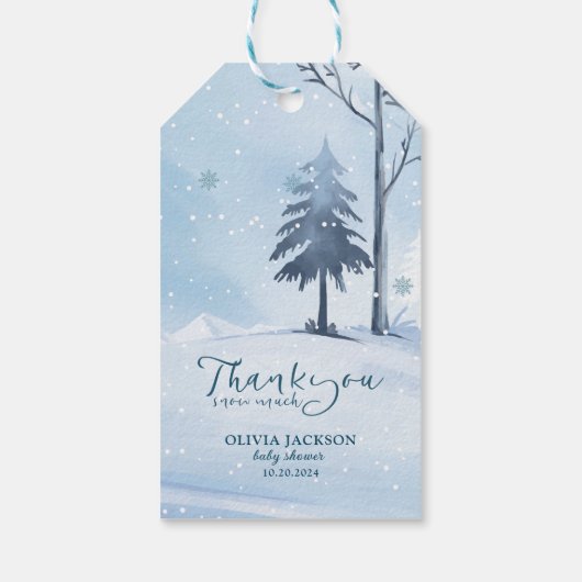 Baby is koud buiten winterse sneeuwvlok baby showe cadeaulabel (Achterkant)