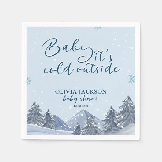 Baby is koud buiten winterse sneeuwvlok baby showe servet (Voorkant)