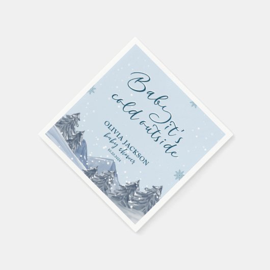 Baby is koud buiten winterse sneeuwvlok baby showe servet (Hoek)