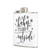 Baby is koud buiten zwarte witte kalligrafie heupfles (Links)