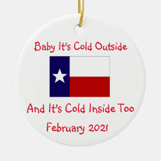 Baby is koud in texas 2021 keramisch ornament