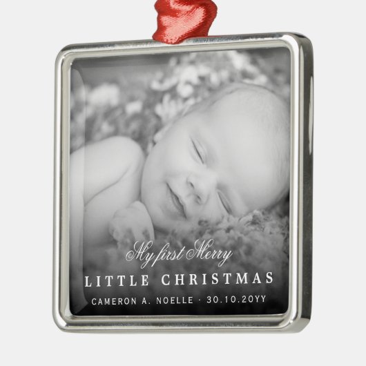 Baby is mijn eerste prettige kerstfoto. metalen ornament (Links)