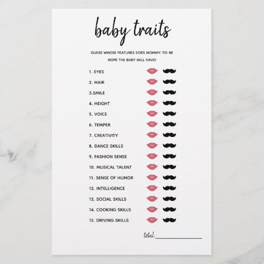 Baby is minimalistisch Baby shower game (Voorkant)