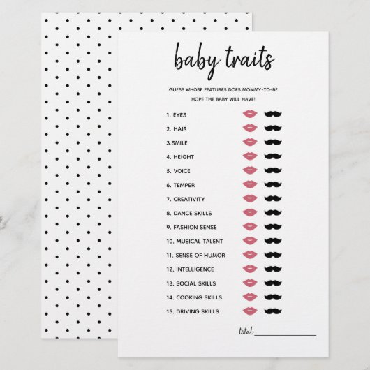 Baby is minimalistisch Baby shower game (Voorkant / Achterkant)