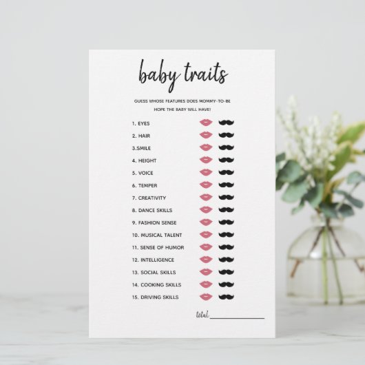 Baby is minimalistisch Baby shower game (Staand voorkant)