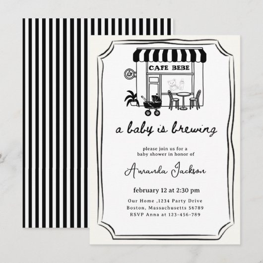 baby is op komst | Thuis cafe thema BABY SHOWER Kaart (Voorkant / Achterkant)