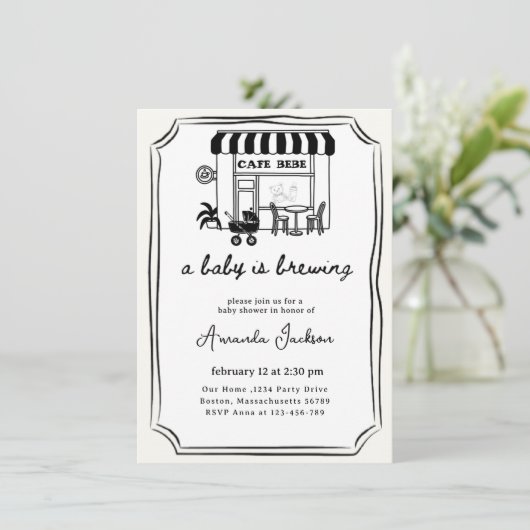 baby is op komst | Thuis cafe thema BABY SHOWER Kaart (Staand voorkant)