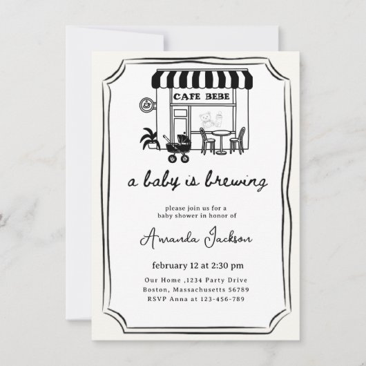 baby is op komst | Thuis cafe thema BABY SHOWER Kaart (Voorkant)