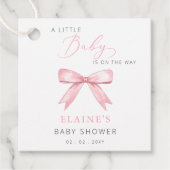 Baby is op weg naar Pink Bow Girl Baby shower Bedankjes Labels (Voorkant)